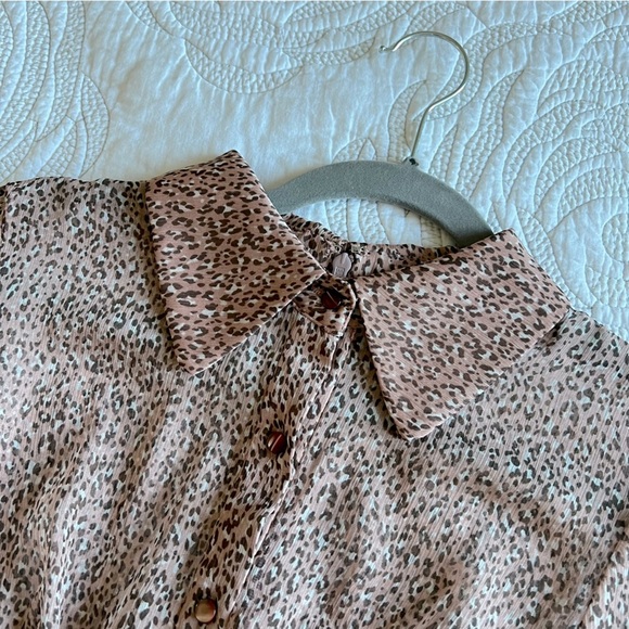 NWT - Mikael Aghal - Ruffle-trimmed Leopard Print Georgette Dress - Baby Pink - Picture 6 of 13
